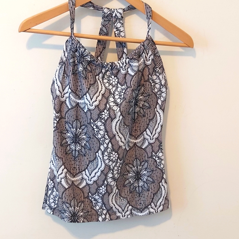 PRANA | Women's Quinn Chakara Built In Bra Tank Top Black White Size X Small